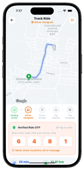 Uber Clone live ride tracking map